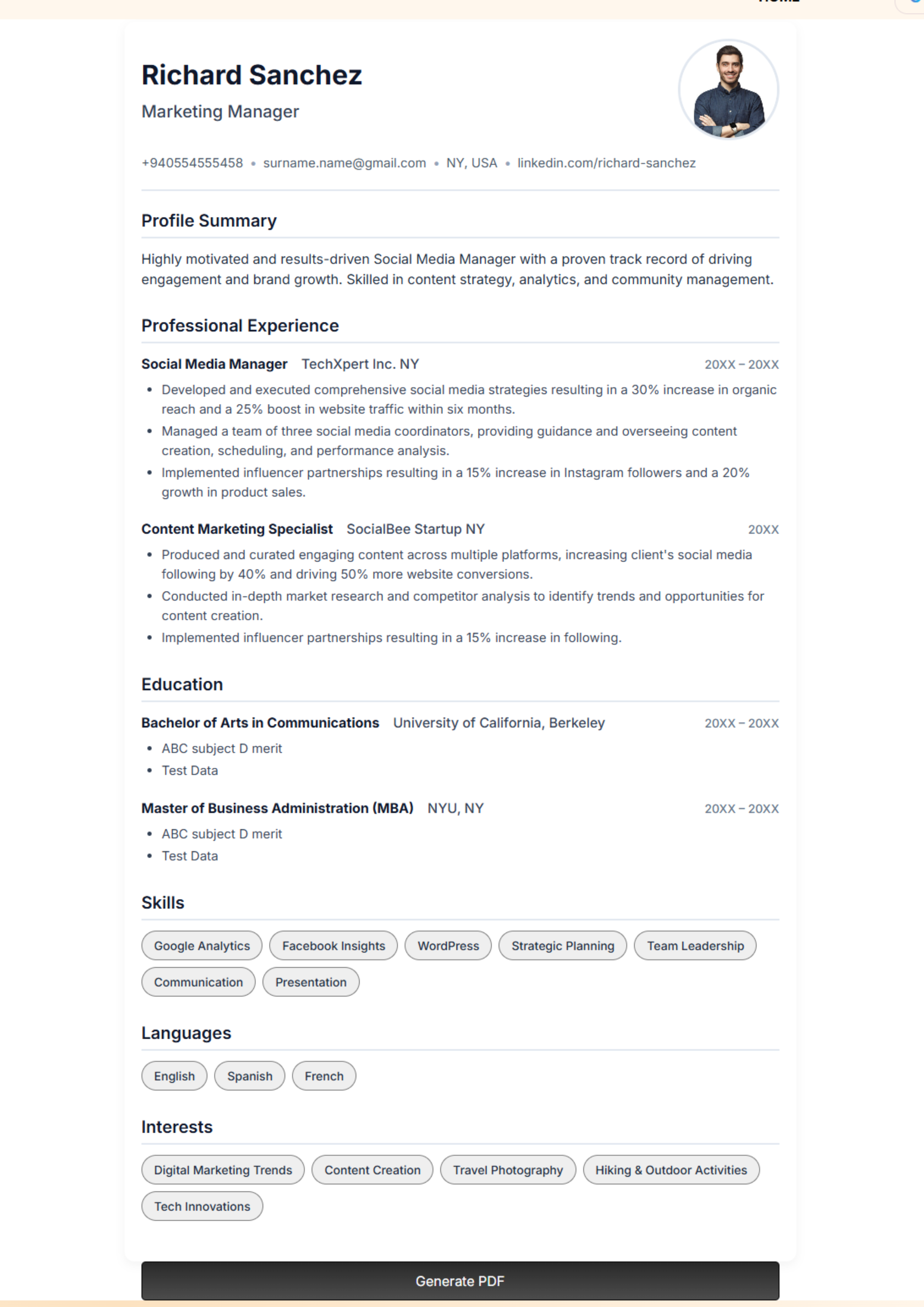 Clean resume template for doctors nurses and medical students