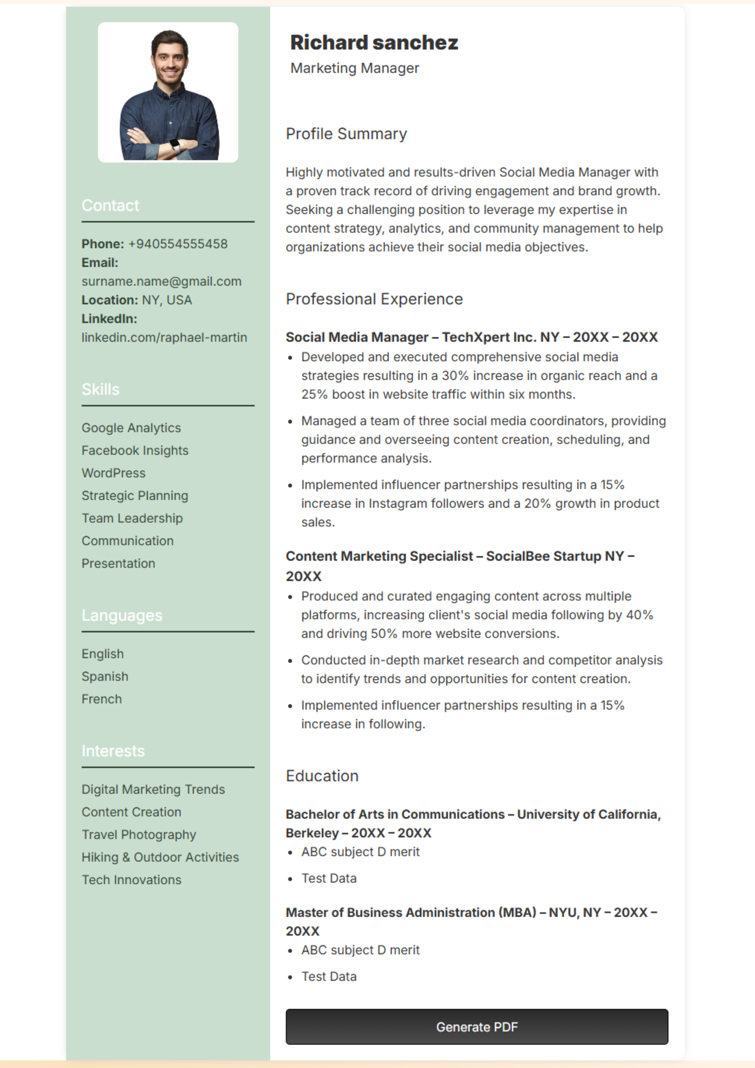 Free CV Creator Maker Resume Online Builder PDF