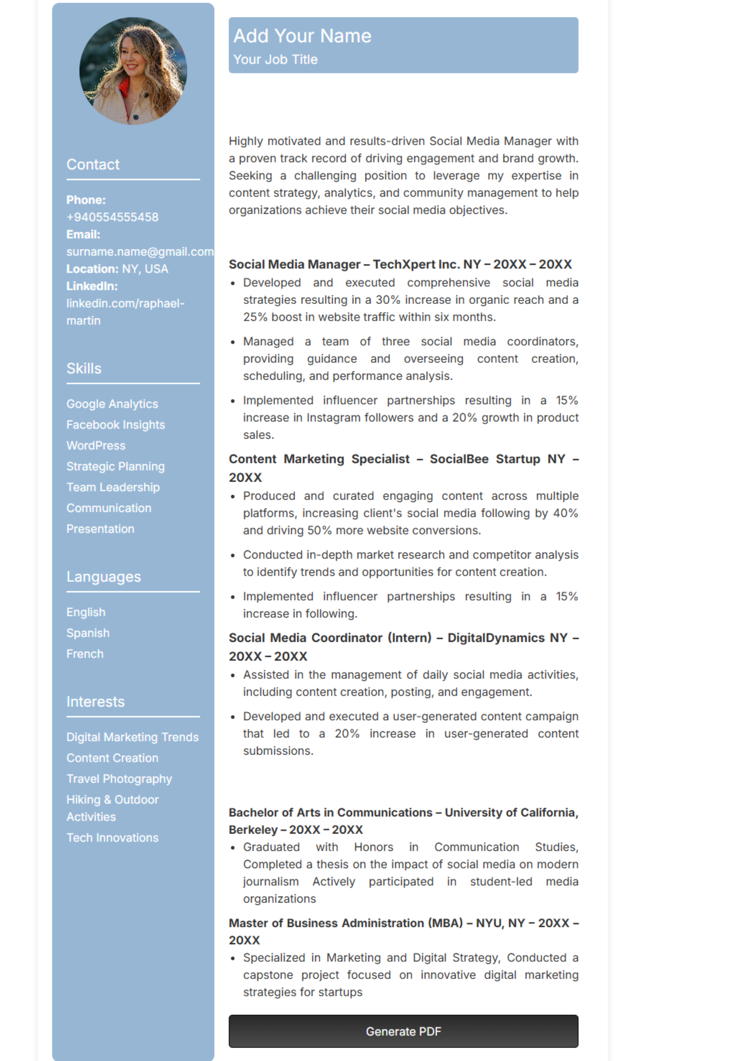 Modern CV template free download with advanced CV guides