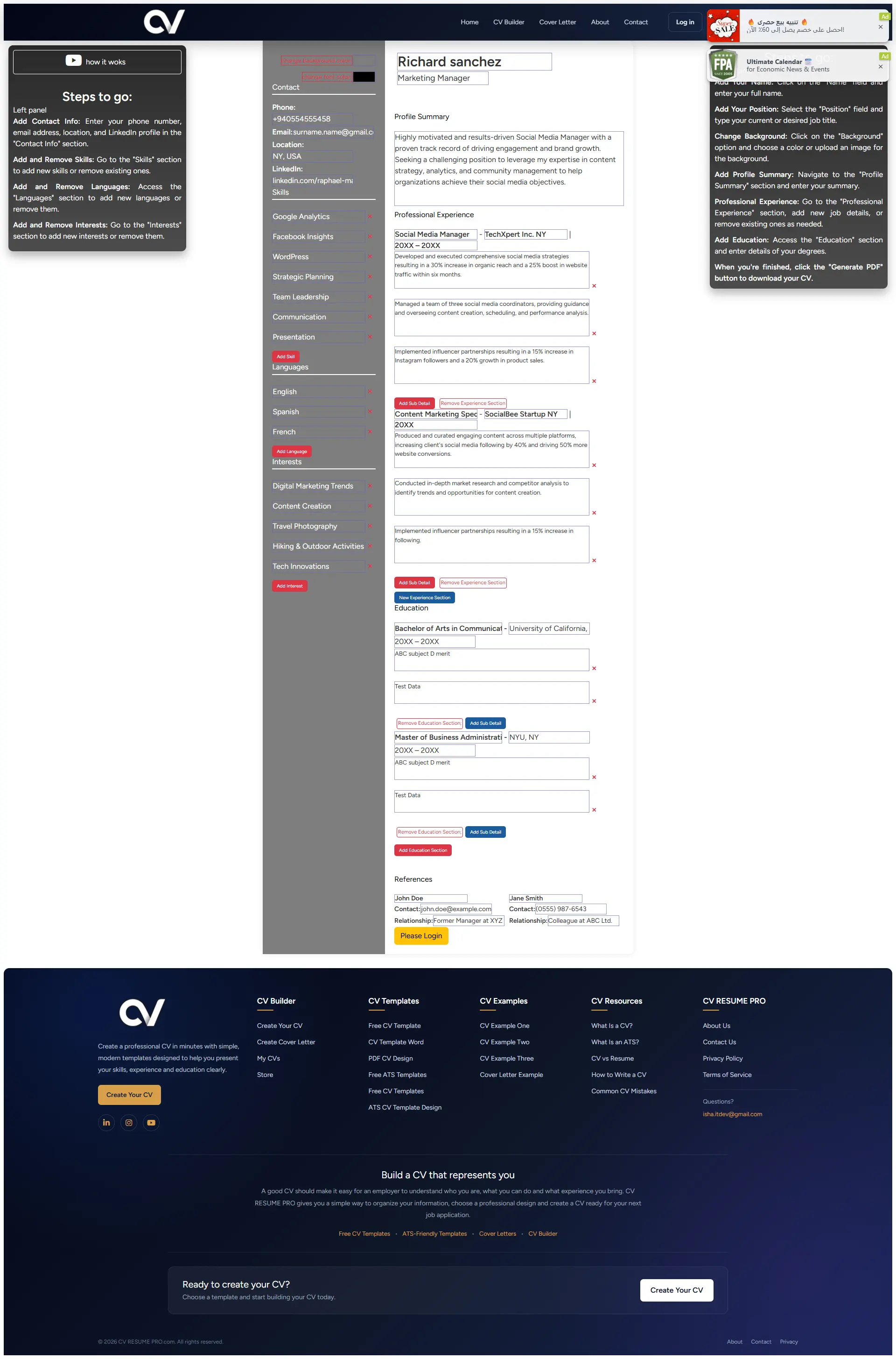 Simple clean CV template – free for freshers and professionals
